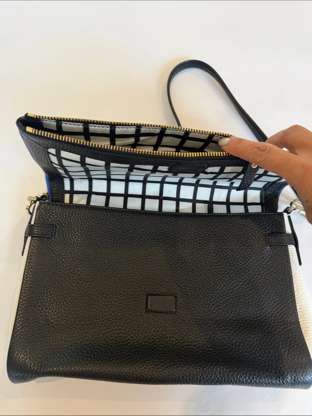 kate spade Blue and Black Leather Colorblock Crossbody Bag - Picture 4 of 8
